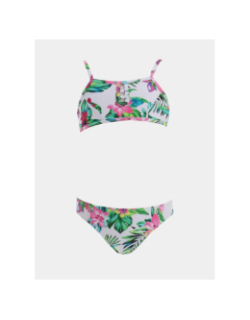Maillot de bain 2 pièces à fleurs candy blanc fille - Lagon Bleu