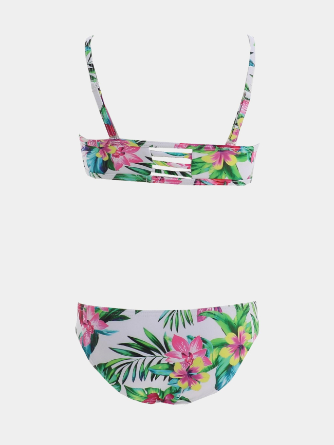 Maillot de bain 2 pièces à fleurs candy blanc fille - Lagon Bleu