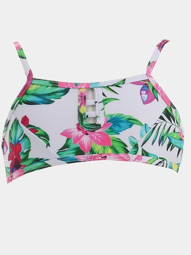 Maillot de bain 2 pièces à fleurs candy blanc fille - Lagon Bleu