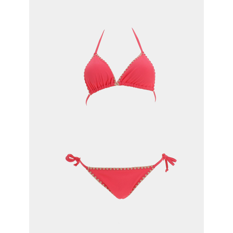 Maillot de bain 2 pièces lea uni rose fille - Lagon Bleu