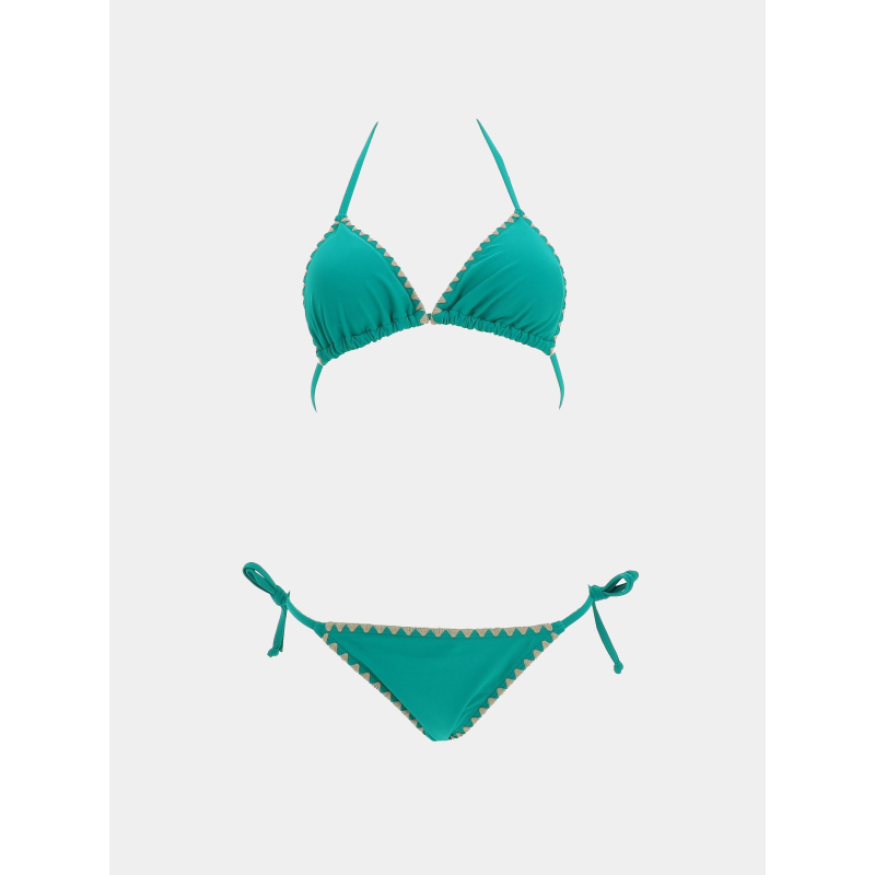 Maillot de bain 2 pièces lea uni vert fille - Lagon Bleu