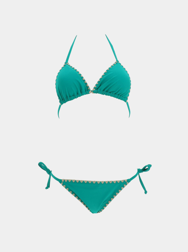 Maillot de bain 2 pièces lea uni vert fille - Lagon Bleu