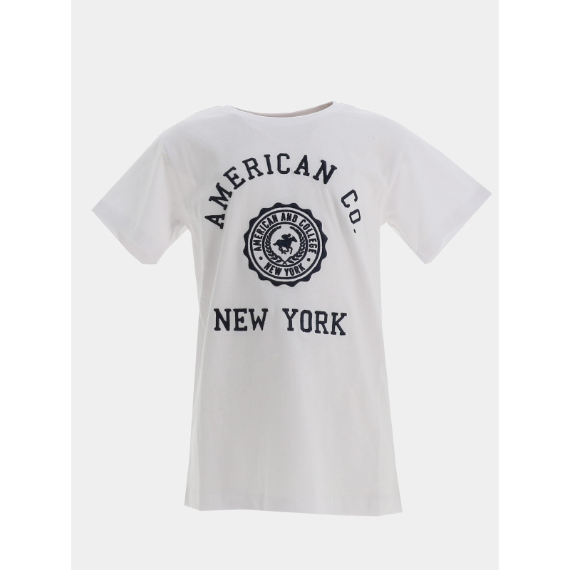 T-shirt logo brodé blanc garçon - American College