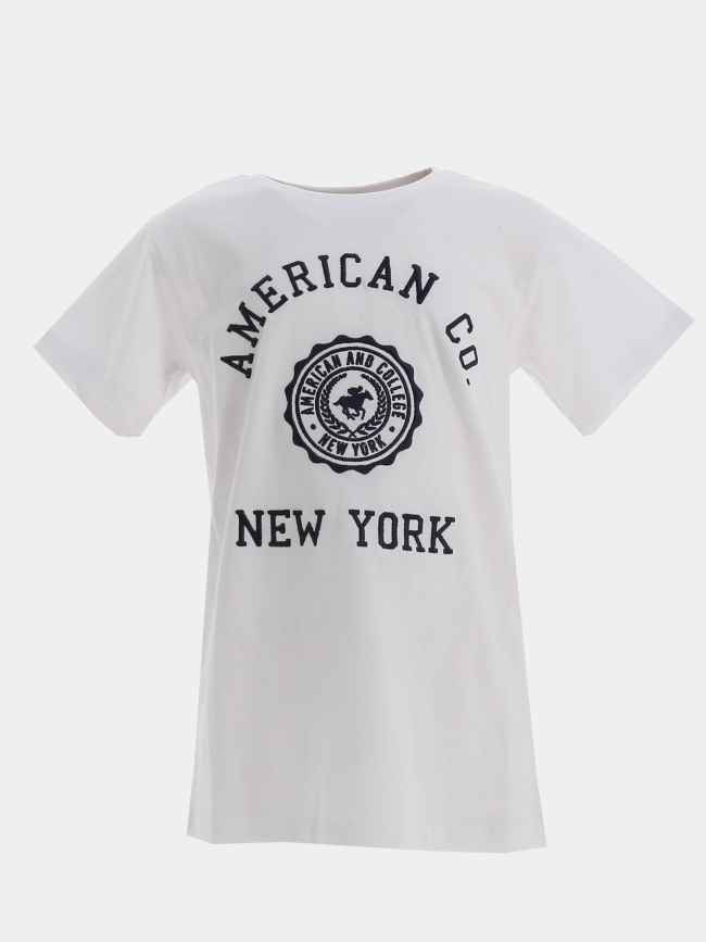 T-shirt logo brodé blanc garçon - American College