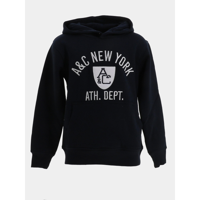 Sweat à capuche brodé bleu marine garçon - American College