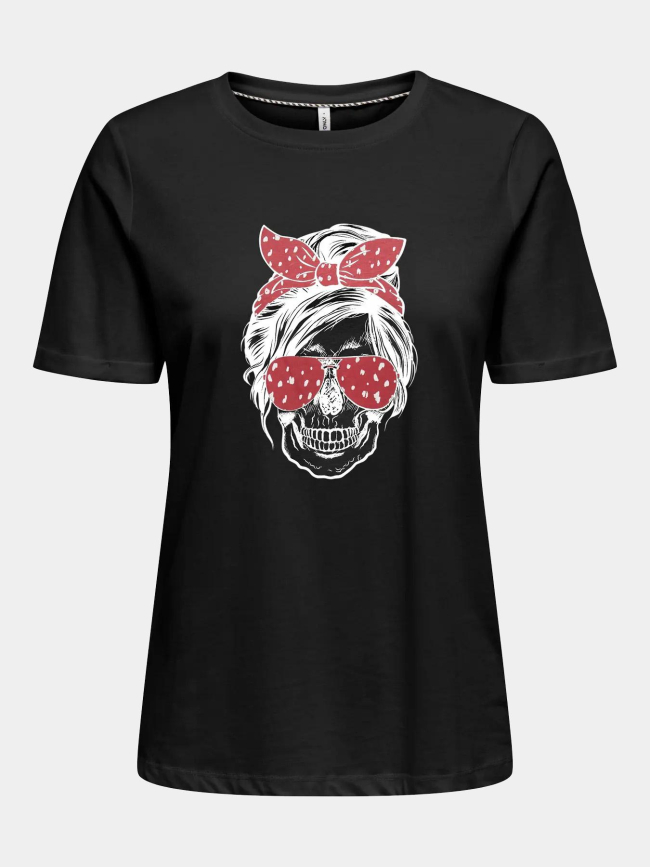 T-shirt stella life skull noir bordeaux femme - Only