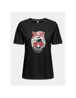 T-shirt stella life skull noir bordeaux femme - Only