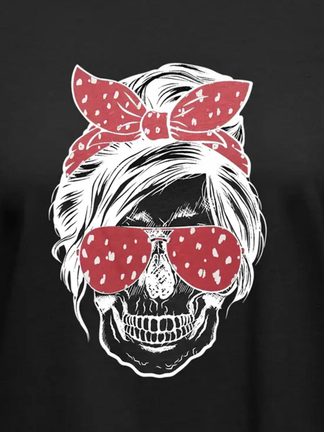 T-shirt stella life skull noir bordeaux femme - Only