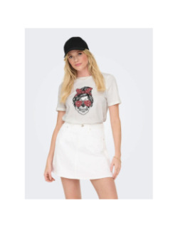 T-shirt stella life skull blanc bordeaux femme - Only