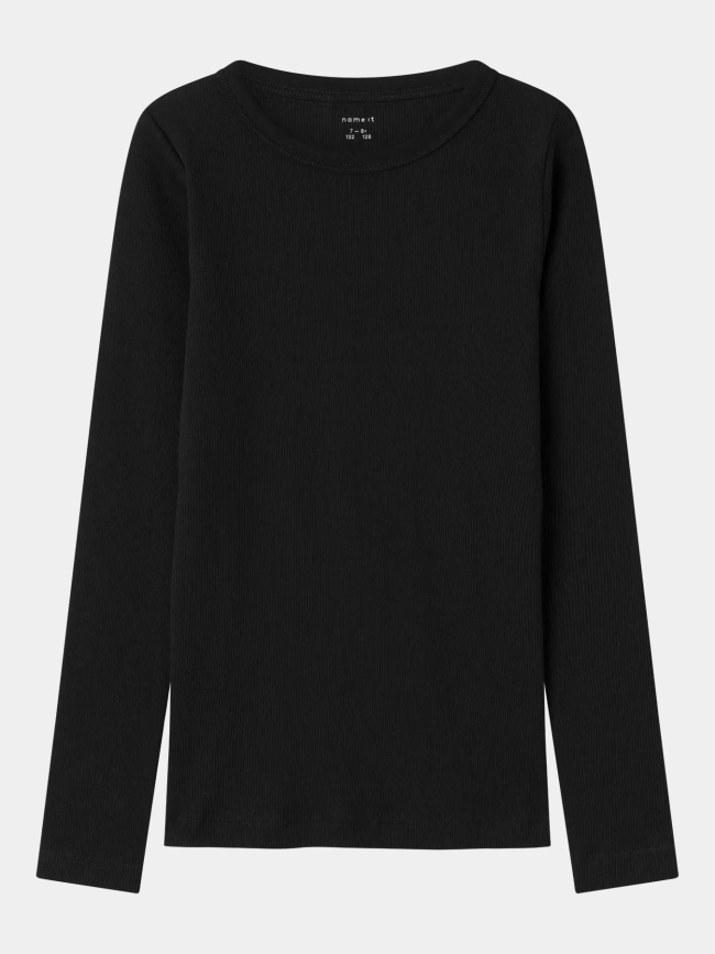 T-shirt côtelé à manches longues noir fille - Name it