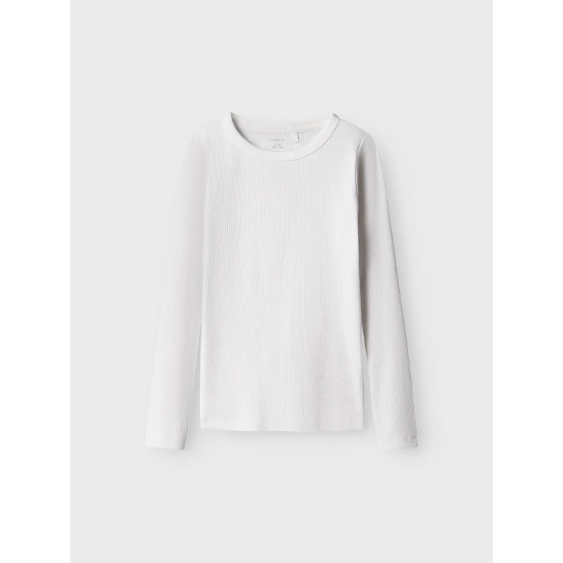 T-shirt côtelé à manches longues blanc fille - Name It