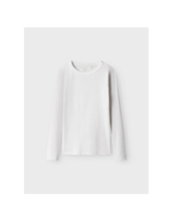 T-shirt côtelé à manches longues blanc fille - Name It