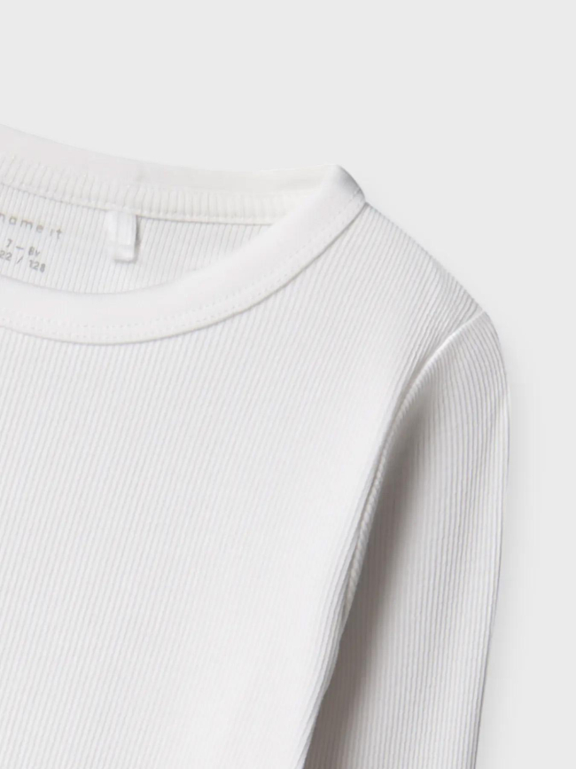 T-shirt côtelé à manches longues blanc fille - Name It