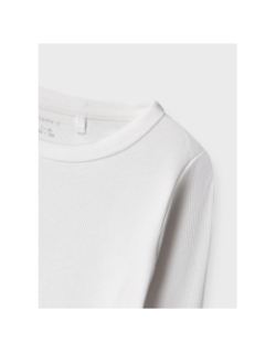 T-shirt côtelé à manches longues blanc fille - Name It