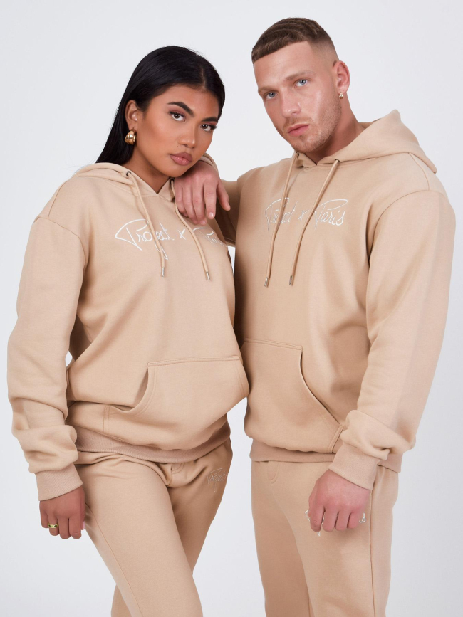 Sweat à capuche logo signature beige adulte - Project X Paris