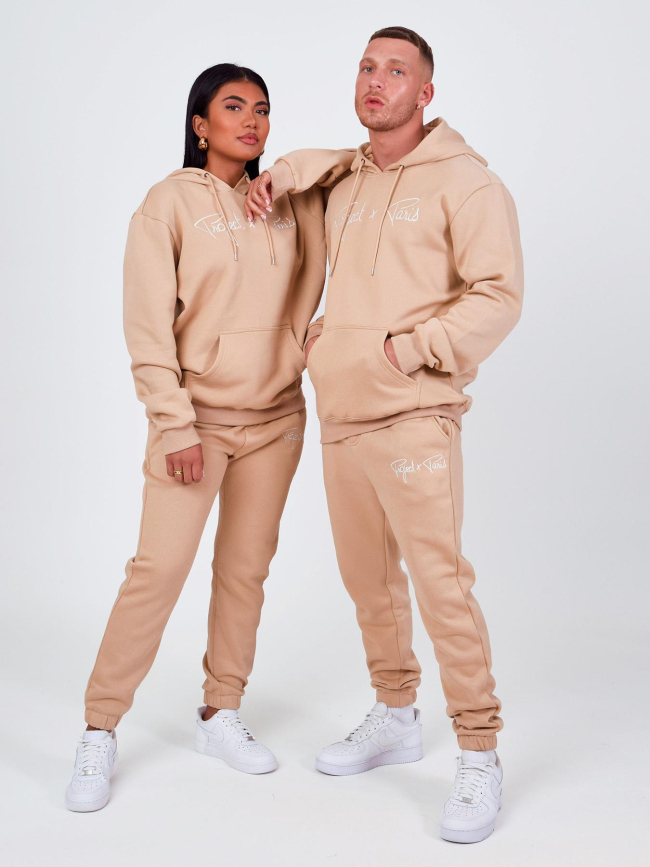 Sweat à capuche logo signature beige adulte - Project X Paris