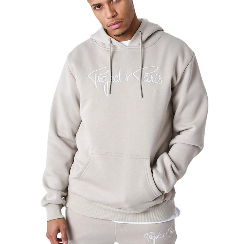 Sweat à capuche logo signature beige adulte - Project X Paris