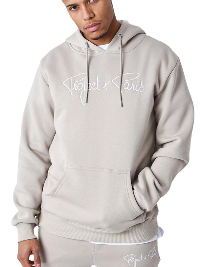 Sweat à capuche logo signature beige adulte - Project X Paris
