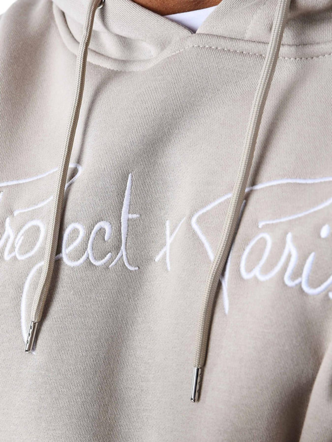 Sweat à capuche logo signature beige adulte - Project X Paris