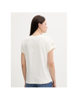 T-shirt à boutons dorés écru femme - Tommy Hilfiger