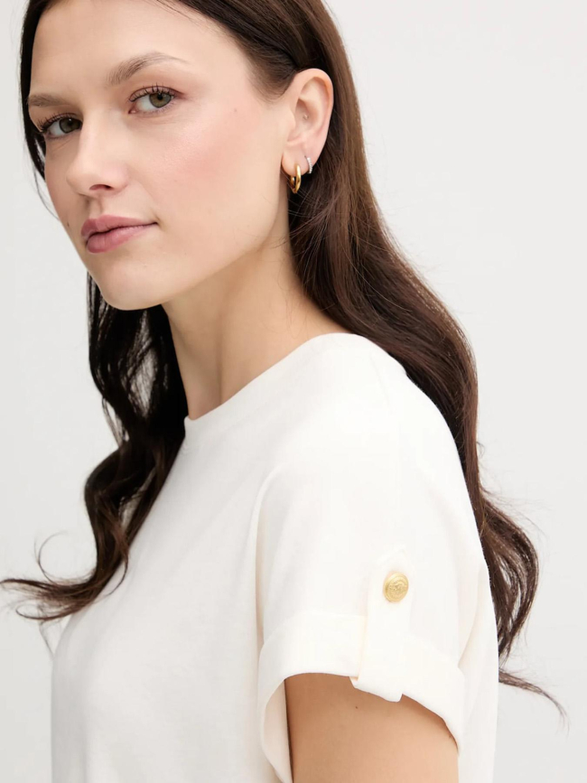 T-shirt à boutons dorés écru femme - Tommy Hilfiger