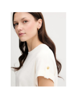 T-shirt à boutons dorés écru femme - Tommy Hilfiger