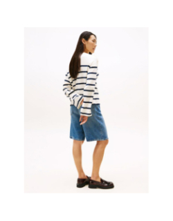 Haut à rayures et col bateau écru femme - Tommy Hilfiger