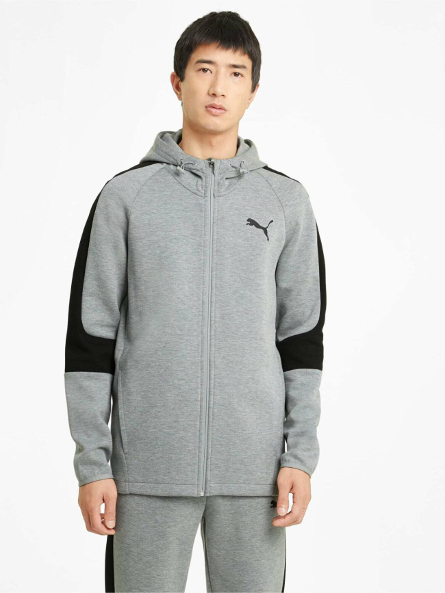Sweat à capuche zippé evostripe core gris homme - Puma