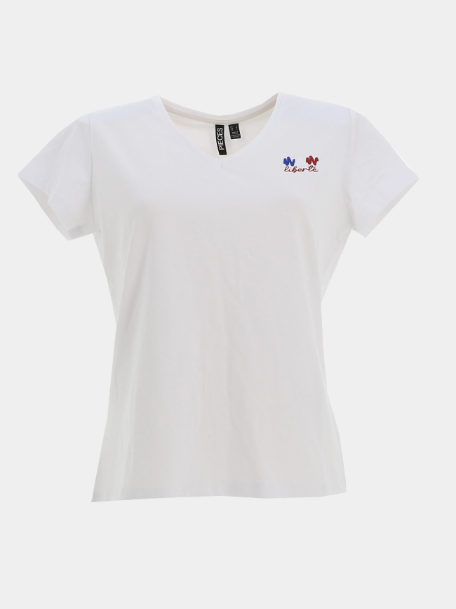 T-shirt serima liberté blanc femme - Pieces