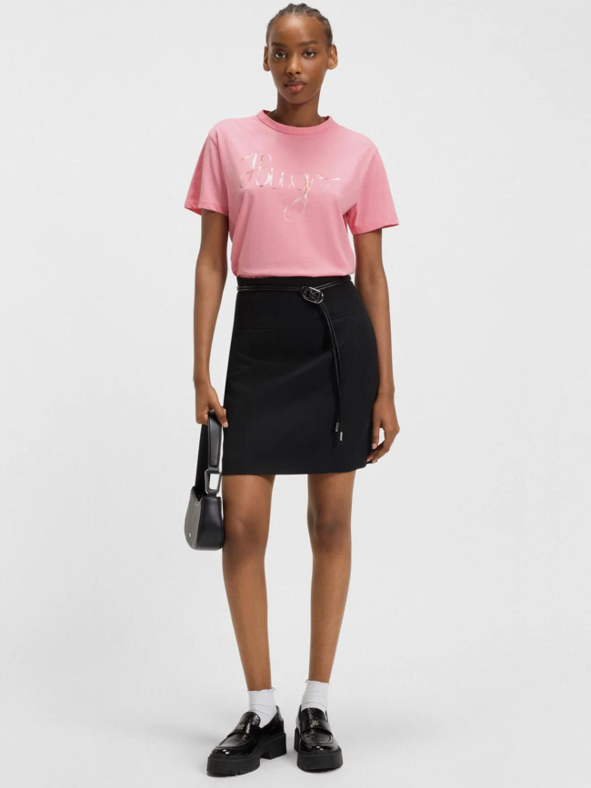 T-shirt logo ruban damacia bright rose femme - Hugo