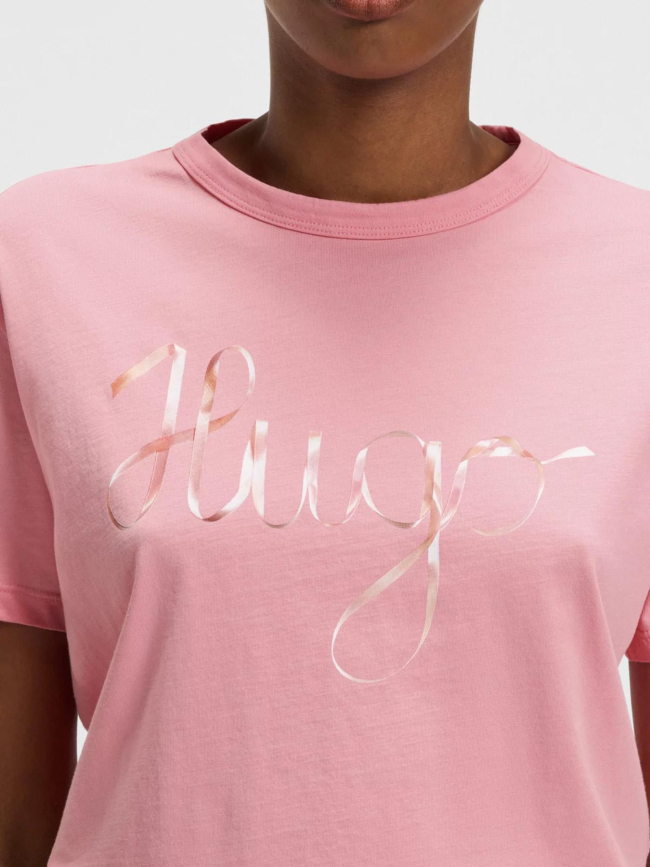 T-shirt logo ruban damacia bright rose femme - Hugo