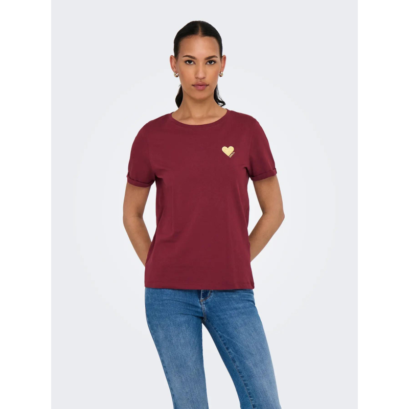 T-shirt kita life bordeaux femme - Only