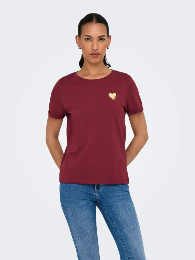 T-shirt kita life bordeaux femme - Only