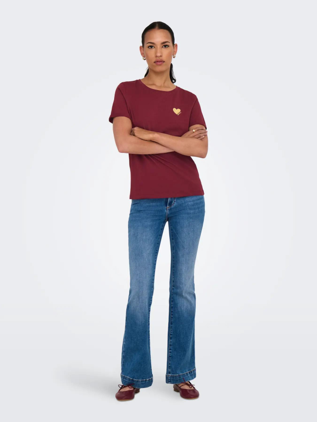 T-shirt kita life bordeaux femme - Only