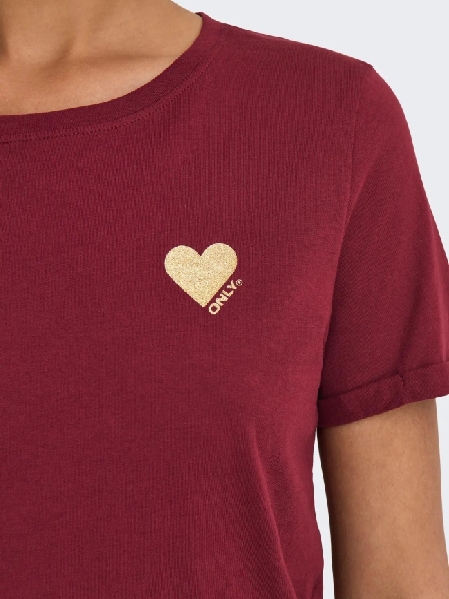 T-shirt kita life bordeaux femme - Only