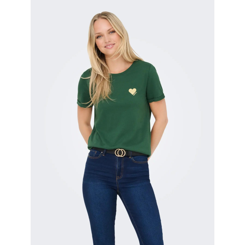 T-shirt kita life glitter vert femme - Only