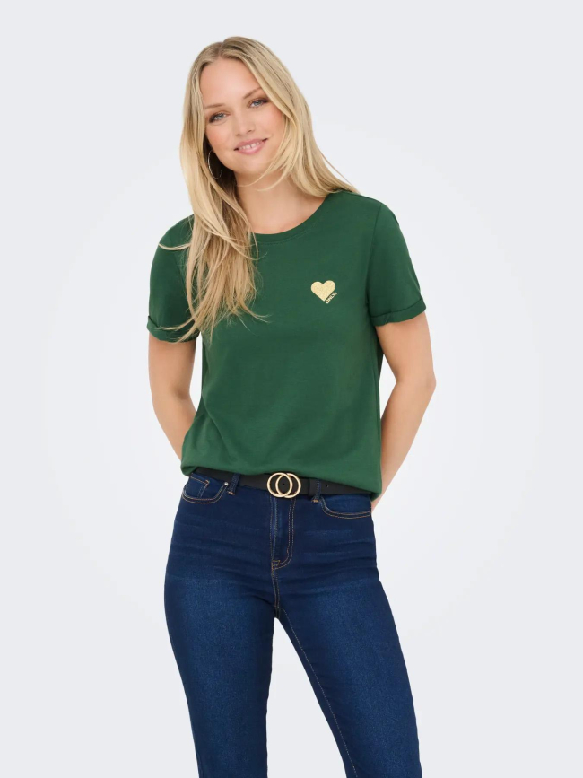 T-shirt kita life glitter vert femme - Only