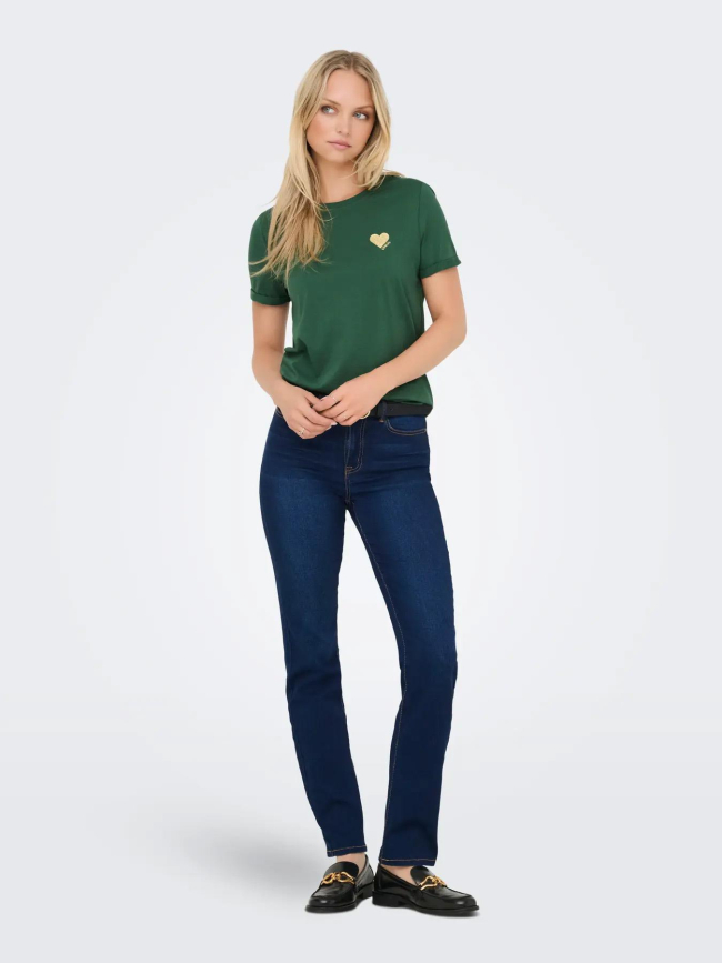 T-shirt kita life glitter vert femme - Only