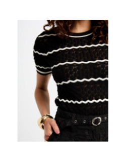 T-shirt en maille rayé clema noir femme - Morgan