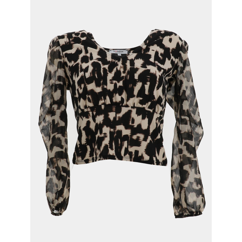 Blouse à motifs trita noir beige femme - Morgan