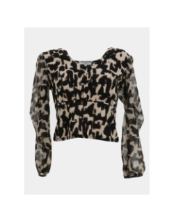 Blouse à motifs trita noir beige femme - Morgan