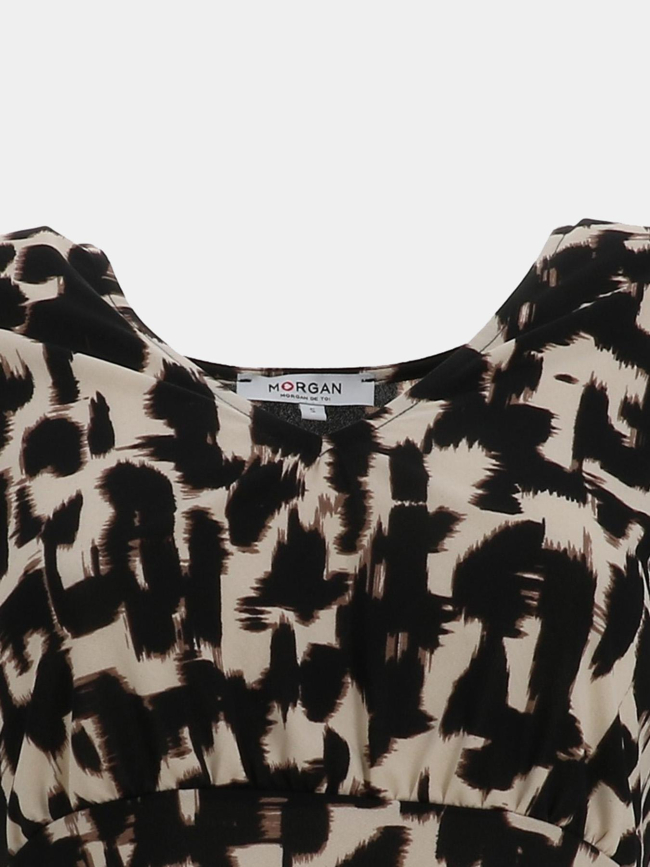 Blouse à motifs trita noir beige femme - Morgan