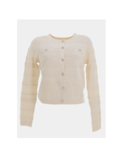 Gilet maille ajouré nahia blanc ivoire femme - Morgan