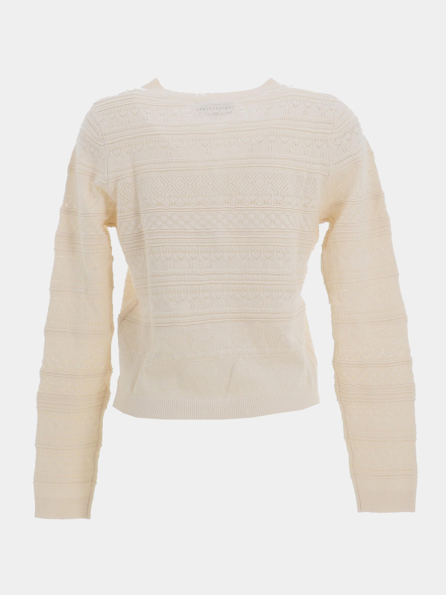 Gilet maille ajouré nahia blanc ivoire femme - Morgan