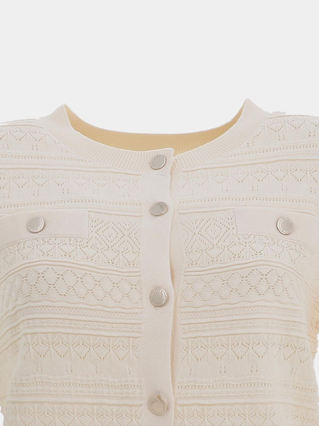 Gilet maille ajouré nahia blanc ivoire femme - Morgan