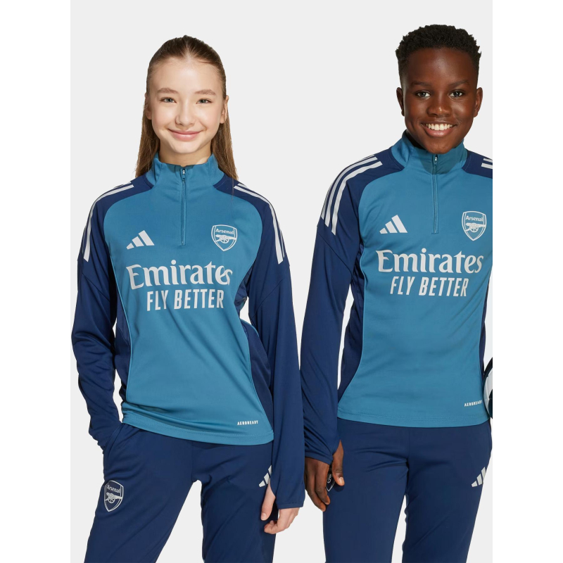 Haut d'entrainement zippé arsenal 25/26 bleu enfant - Adidas