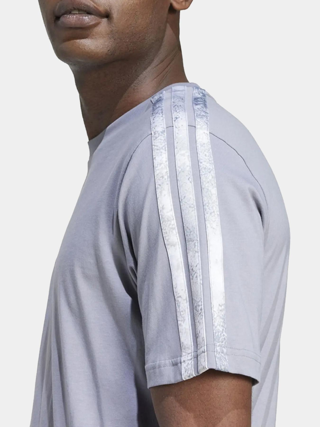 T-shirt à manches courtes et bandes graphiques gris homme - Adidas