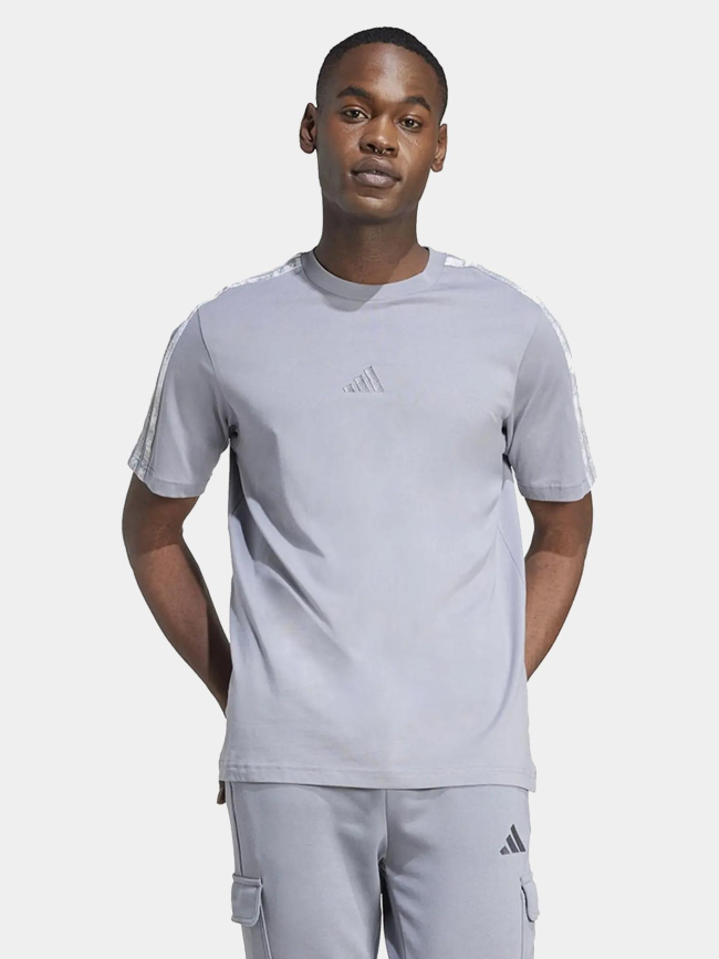 T-shirt à manches courtes et bandes graphiques gris homme - Adidas