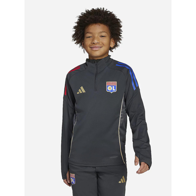 Haut d'entrainement zippé olympique lyonnais 25 gris enfant - Adidas
