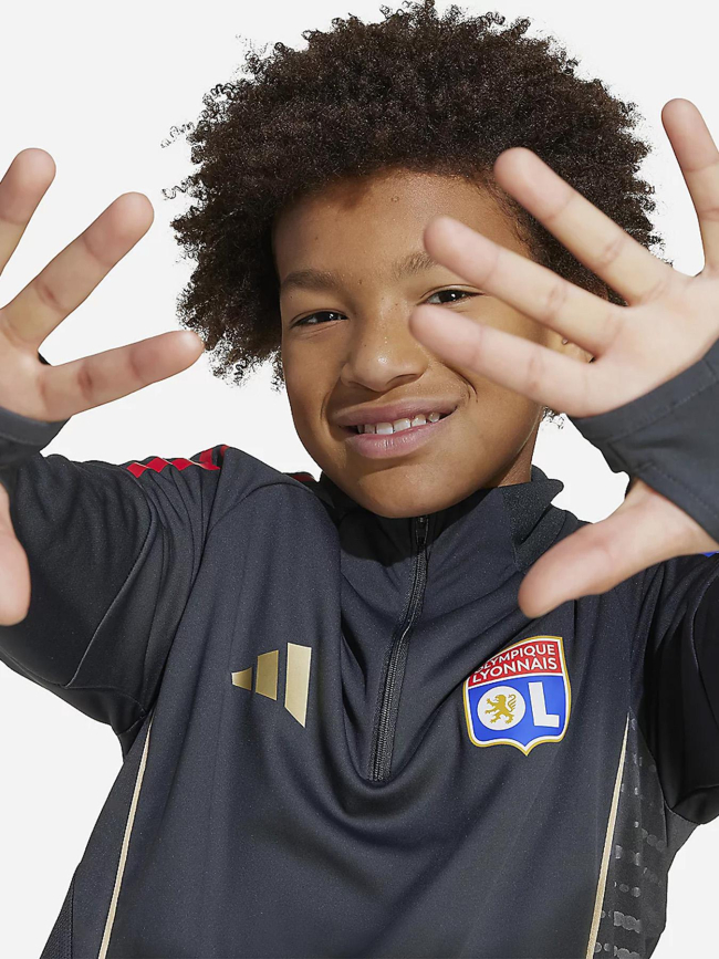 Haut d'entrainement zippé olympique lyonnais 25 gris enfant - Adidas